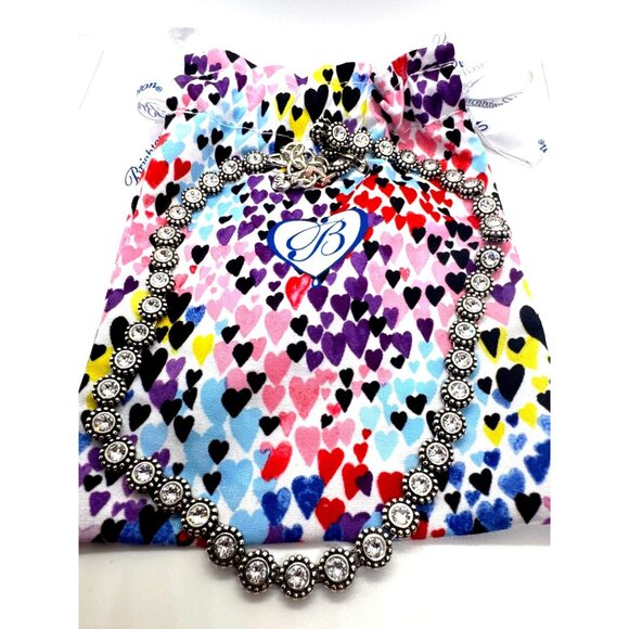 Brighton Twinkle Line Silver Tone Necklace Clear Crystal Disc Stations Pouch - Picture 6 of 10